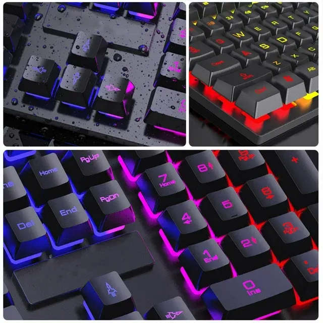 Forev Gaming Keyboard + Mouse, Wired, RGB Lighting, Black, FV-Q305S