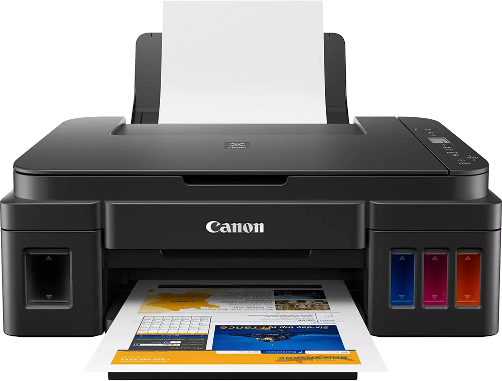 Inkjet Printer Canon PIXMA, Multifunction, Colorful Printing, USB, Black, G2410