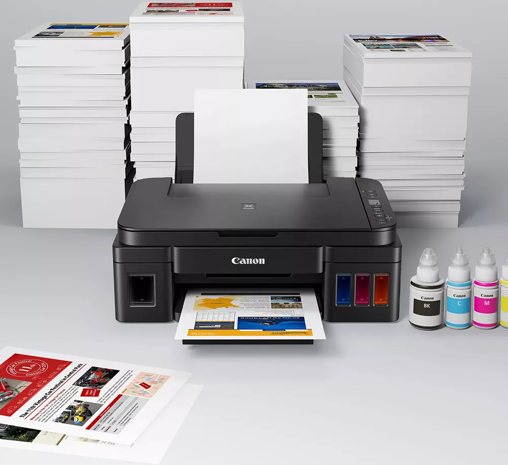 Inkjet Printer Canon PIXMA, Multifunction, Colorful Printing, USB, Black, G2410