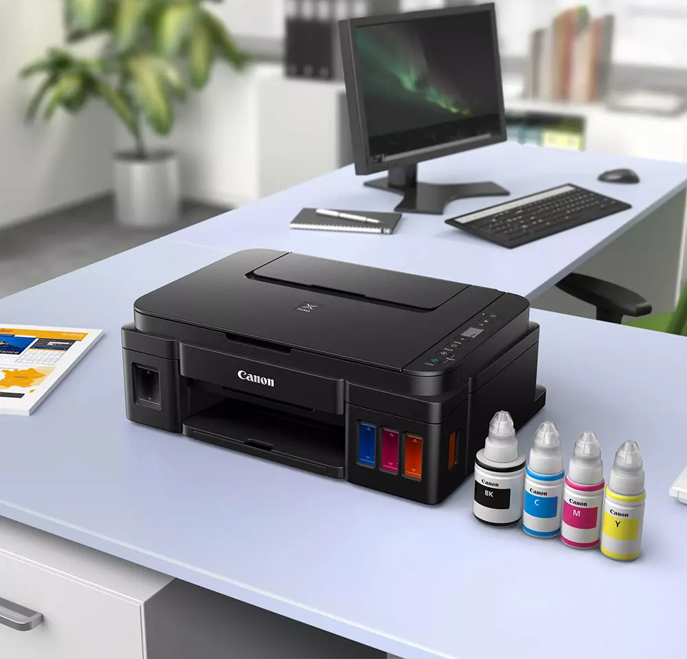 Inkjet Printer Canon PIXMA, Multifunction, Colorful Printing, USB, Black, G2410