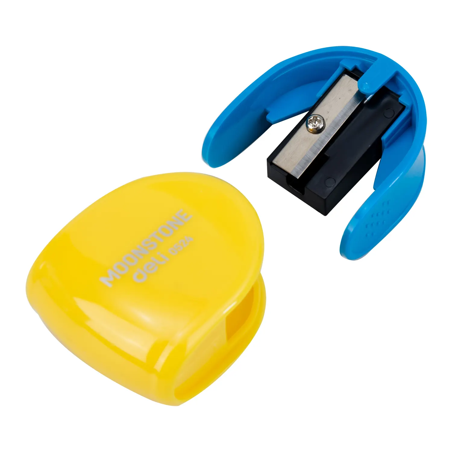 Deli plastic box sharpener, 1 eye, multiple colors, E0524