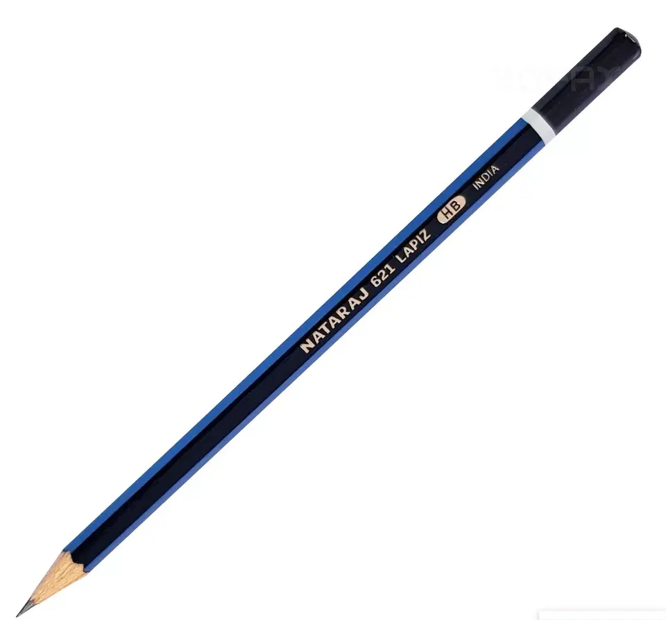 Nataraj Pencil Box with Rubber and Sharpener, 12 Pens, HB, Blue, 621