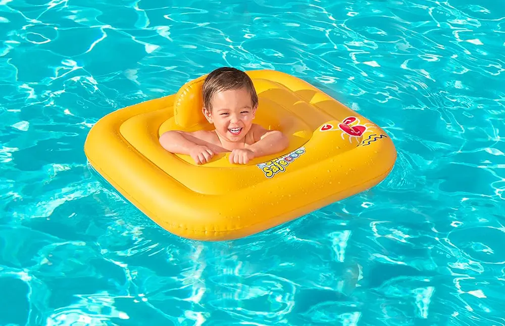 عوامة سباحة بيست واي قابلة للنفخ بمسند، أصفر، 32050