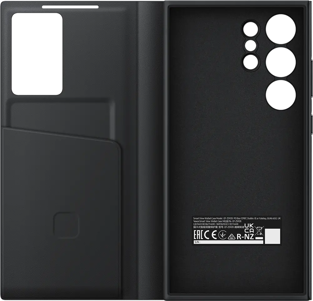 Samsung Smart View Wallet Case For Galaxy S24 Ultra, Plastic, Black