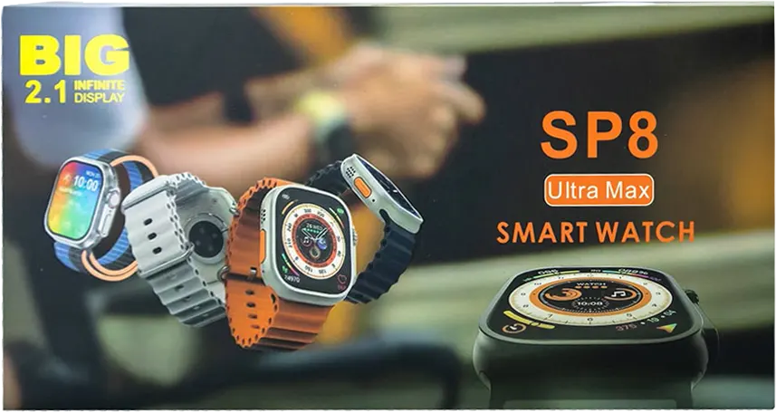 ساعة سمارت الترا ماكس، شاشة 2.1 بوصة تعمل باللمس، بطارية 350 مللي أمبير، متعددة الألوان، SP8