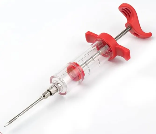 plastic meat marinade syringe with stainless steel needle,Red