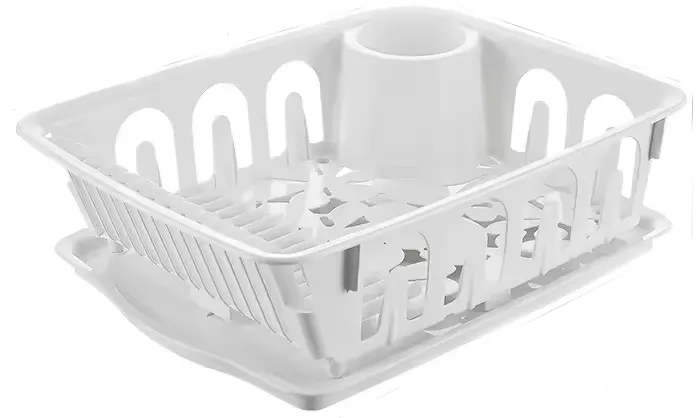 Reiki Plastic Dish Drainer with Base, White