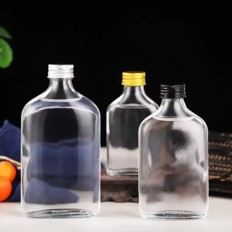 زجاجة مشروبات صغيرة قابلة لاعادة الاستخدام بغطاء لف،500 مل،شفاف
