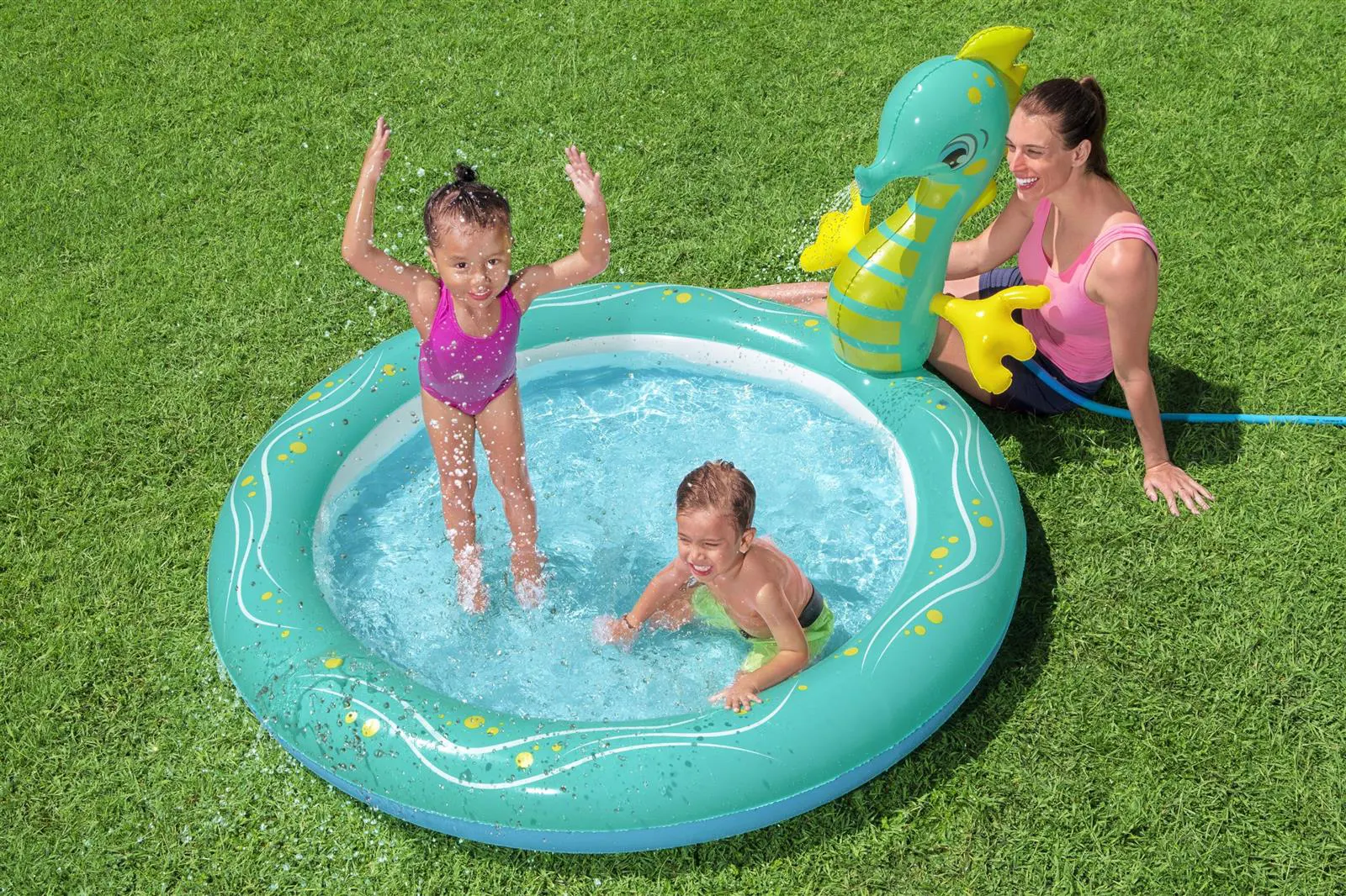 Bestway Seahorse Inflatable Swimming Pool, 140 Liter Capacity, Turquoise, 53114