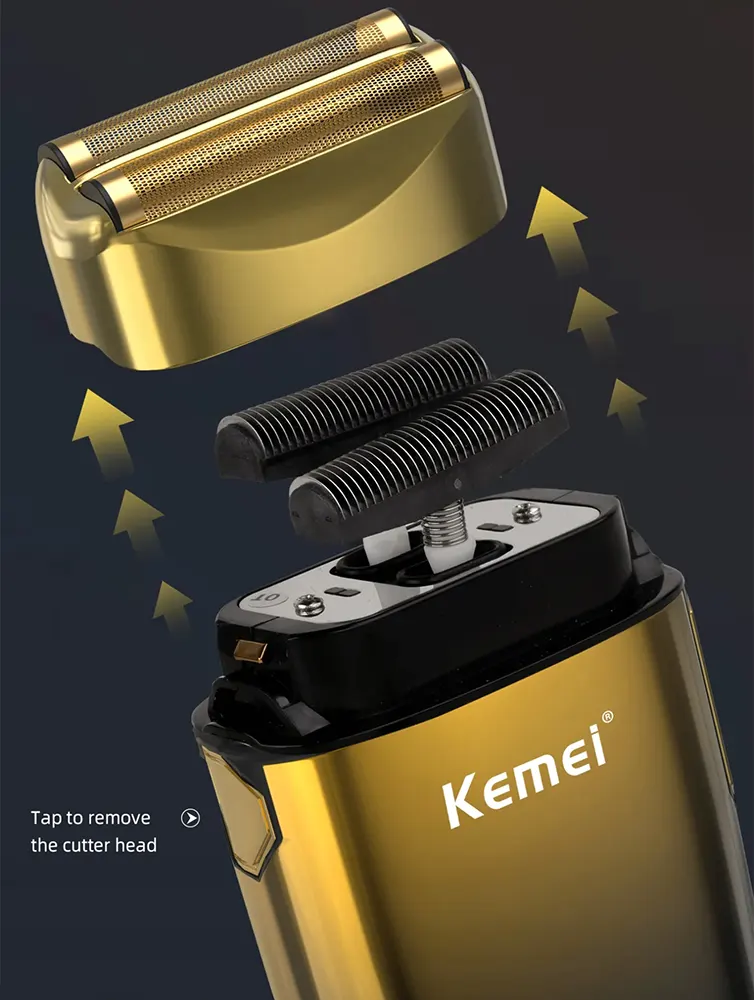 Kemei Beard Shaver, Rechargeable, Digital Display, Gold, Km-Tx10