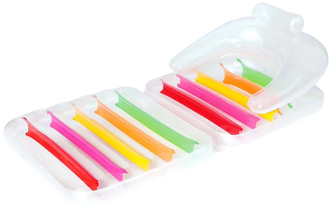 Bestway mattress and chair float, load 90 kg, transparent with colored stripes, 43023