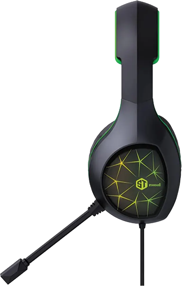 سماعة رأس سلكية للألعاب، سلكية، ميكروفون، ضوء LED ، أسود*اخضر فاتح، GM-3501 LG