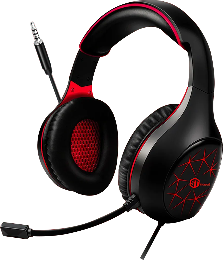 سماعة رأس سلكية للألعاب، سلكية، ميكروفون، ضوء LED ، أسود*احمر ، GM-3501R