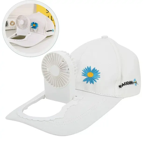 كاب مروحة قابل لإعادة الشحن، أبيض