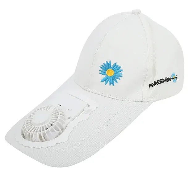 كاب مروحة قابل لإعادة الشحن، أبيض