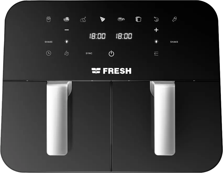 Fresh Air Fryer, 2400 Watts, 9 Liters, 2 Drawers, Digital Display, Black, FAF-D2400B