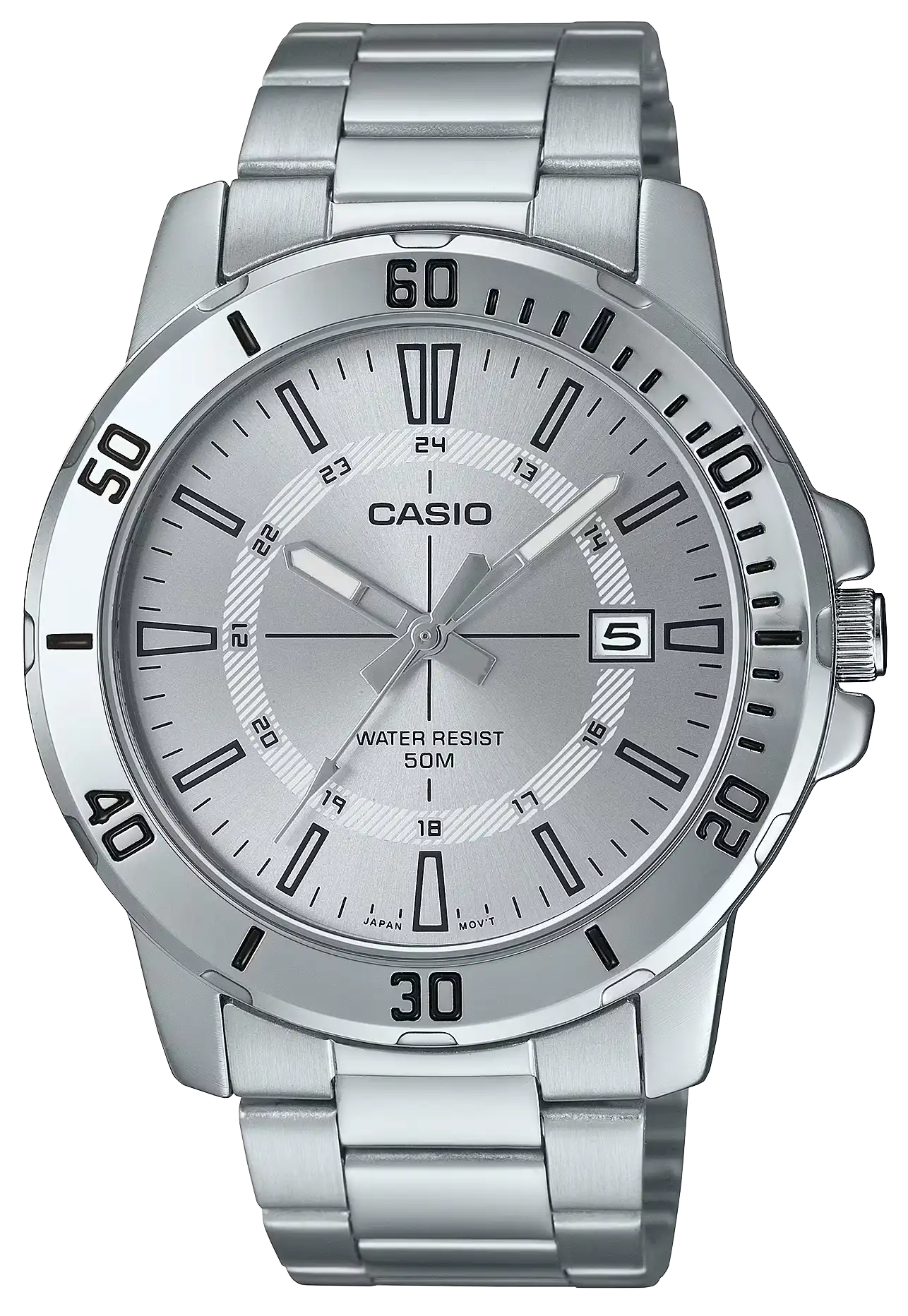 Casio Men's Watch,Round Stainless steel Strap Analog Wrist Watch, Silver , MTP-VD01D-7CVUDF