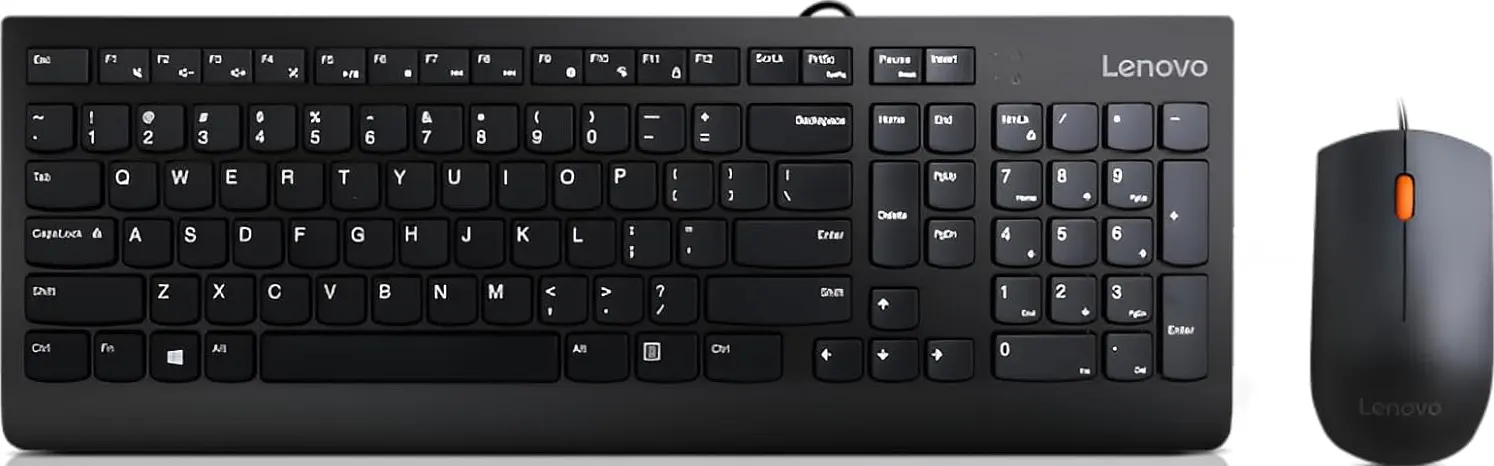 Lenovo 300 Wired Keyboard & Mouse Combo, USB, Black