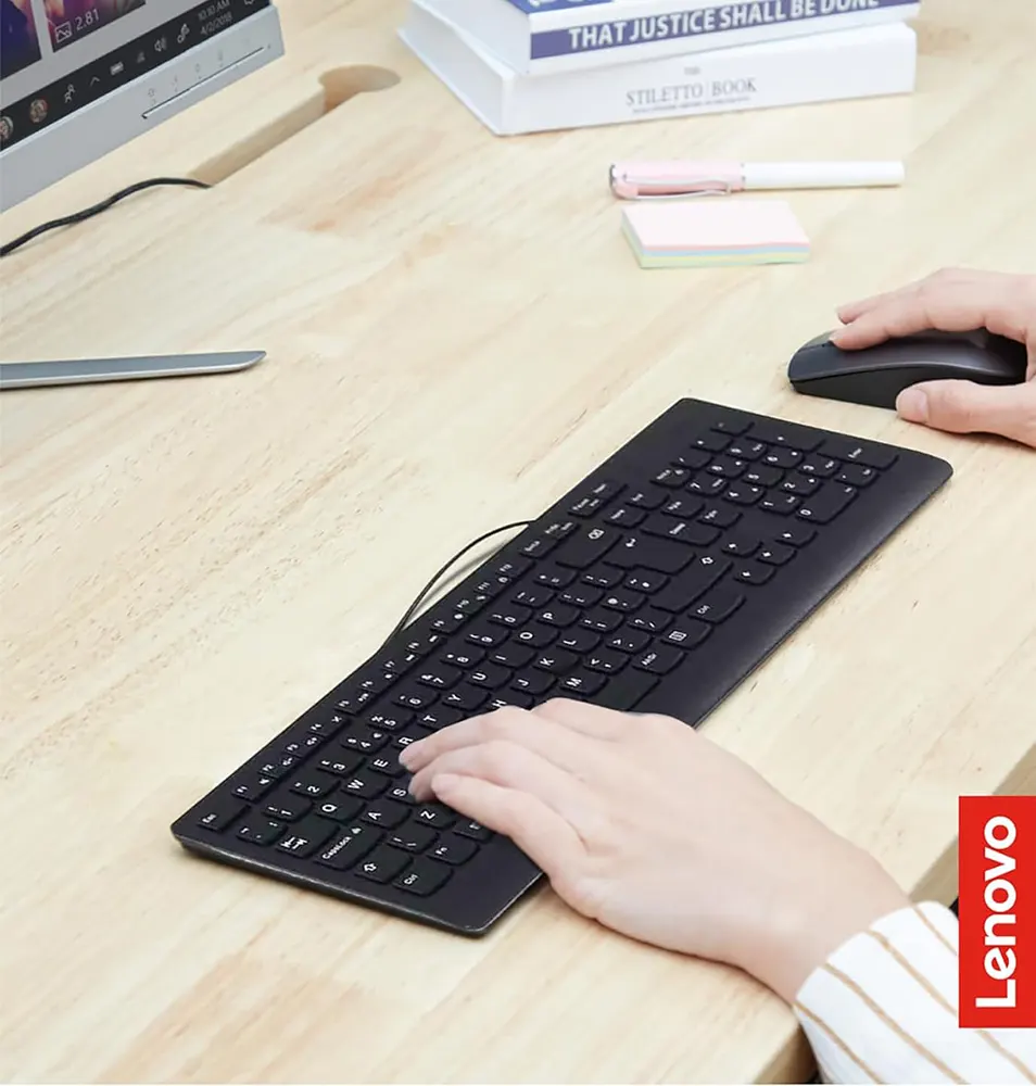 Lenovo 300 Wired Keyboard & Mouse Combo, USB, Black