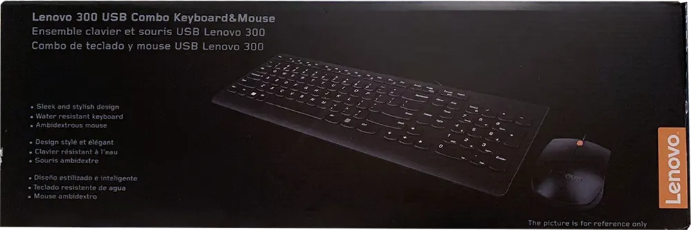 لوحة مفاتيح وماوس سلكية لينوفو 300، USB، أسود
