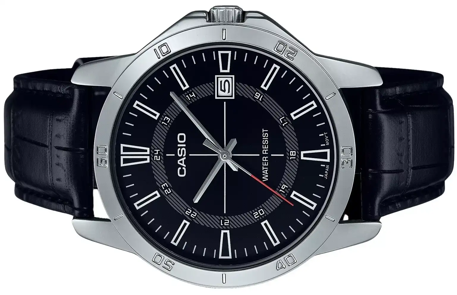 Casio Men's Watch, Analog, Leather Strap, Black MTP-V004L-1CUDF