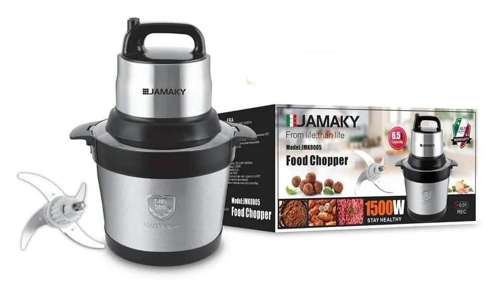 Jamaky Electric Chopper, 1500 Watt, 6.5 Liter, Silver, Stainless, JMK 8005