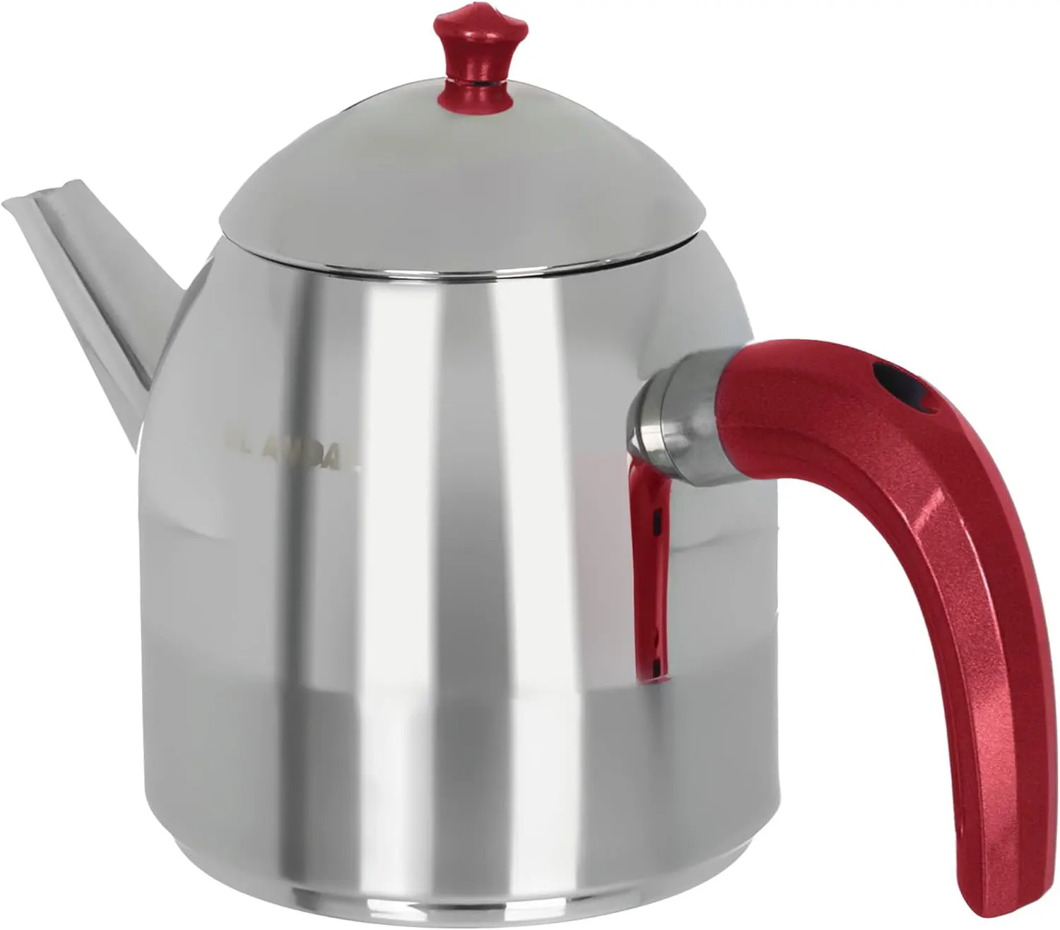 Al-Andalos Stainless tea pot , 1.5 liters, silver with red handle
