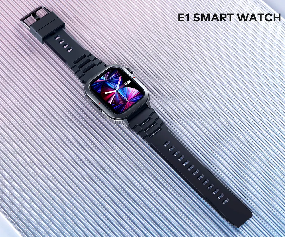 ساعة سمارت أيتل سونز E1، شاشة 1.95 بوصة  أموليد تعمل باللمس، مقاومة للماء، بطارية 300 مللي أمبير، أسود