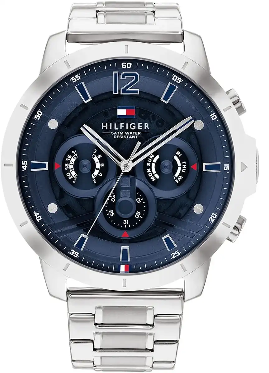 Tommy Hilfiger Men's Watch, Analog, Stainless Steel Strap, Silver, 1710492