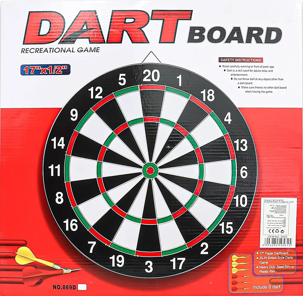 Dart Board, 6 Darts, Size 17'' * 1-2'', 869D