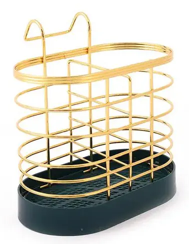 صفاية معالق بيضاوية من الاستانلس، ذهبي