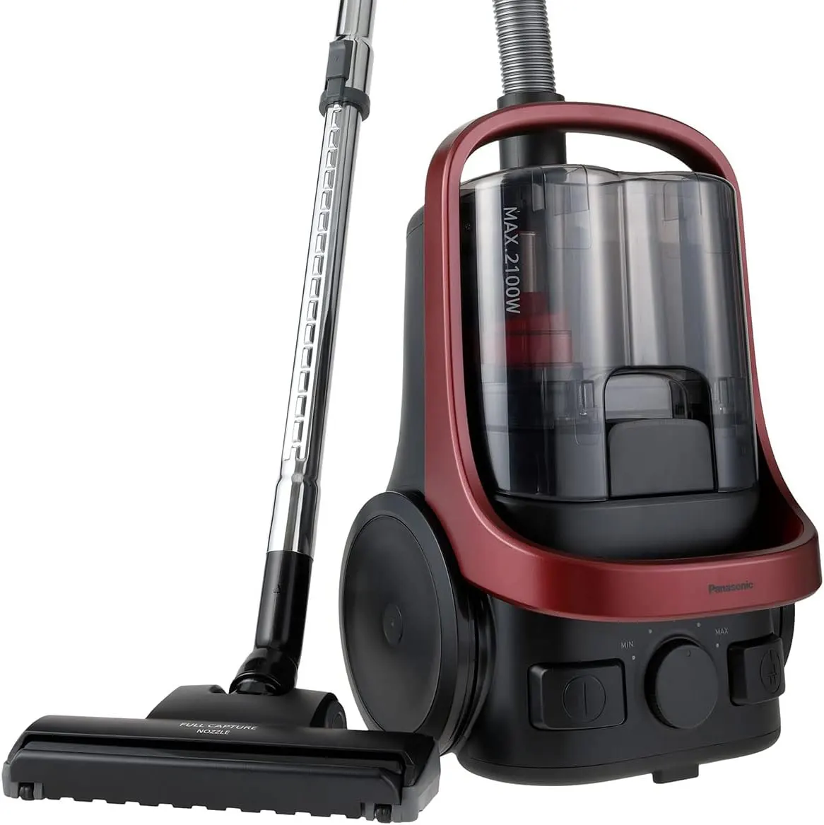 Panasonic Bagless Vacuum Cleaner, 2100 Watt, 2.2 Liter, Black*Red, MC-CL607 (with one month warranty)