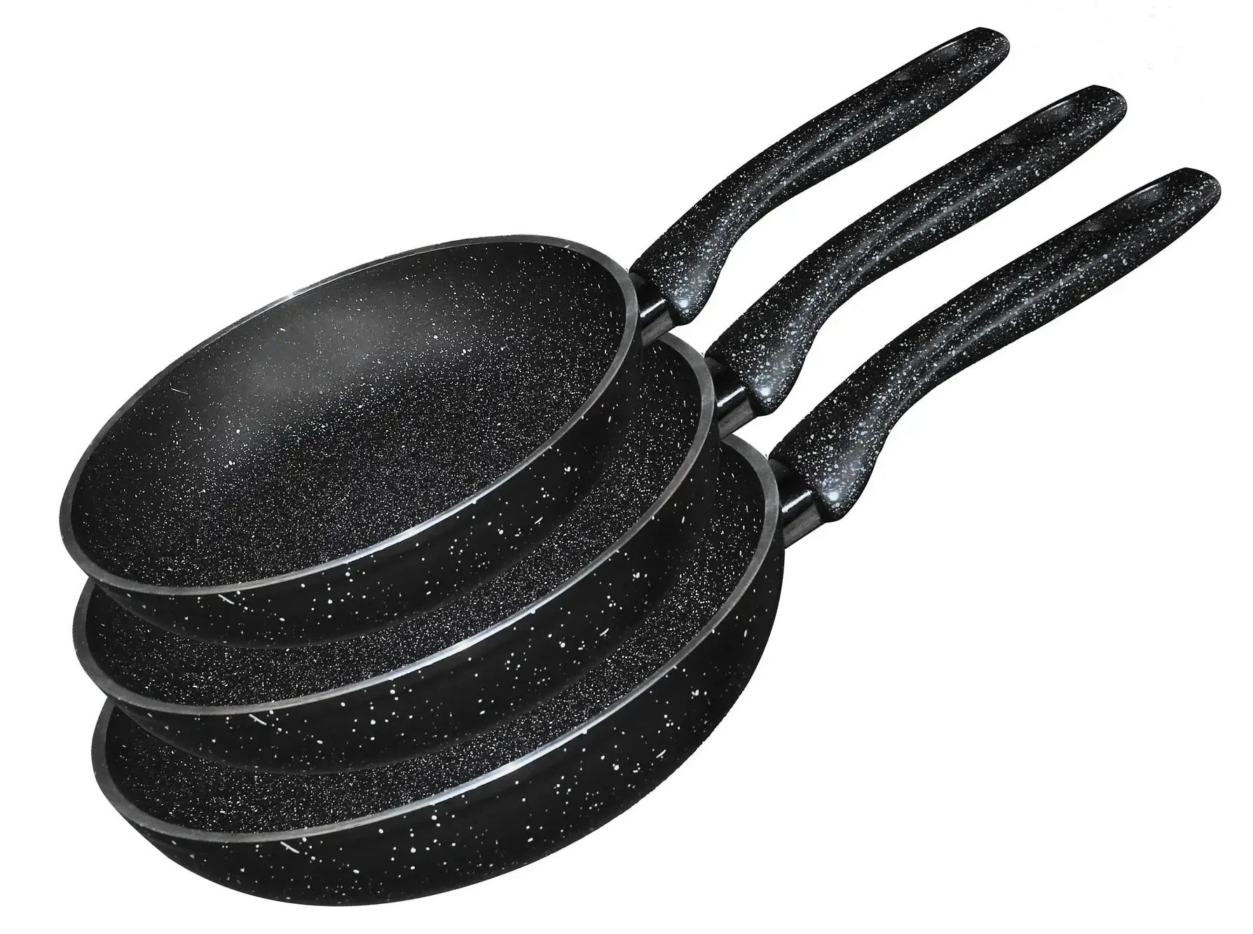Glory Blue Granite Frying Pan Set, 3 Pieces, Black