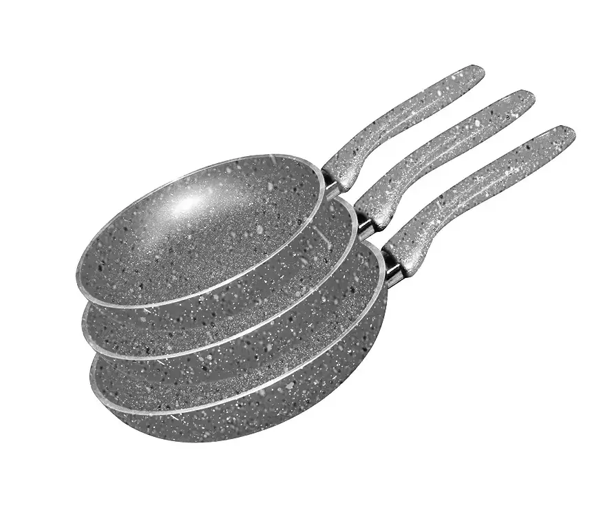 Glory Blue Granite Frying Pan Set, 3 Pieces, Gray