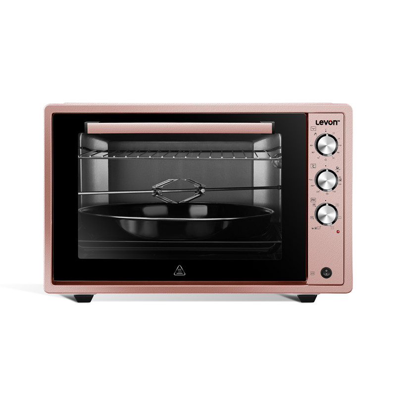 Livon Electric Oven, 70 Liter, 1800 Watt, Grill, Double Glass Fan, Rose Gold, (1615014)