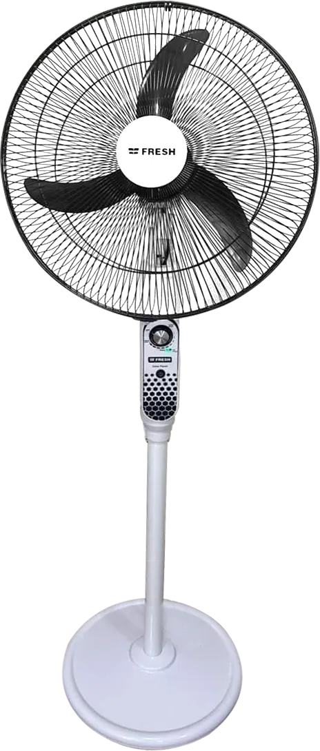 Fresh Bright Stand Fan, 18 Inch, Rechargeable, White-Black