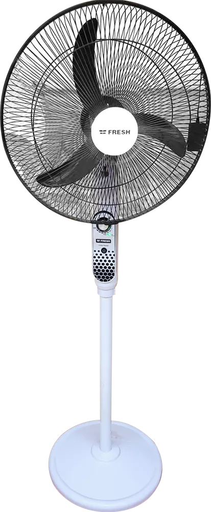 Fresh Bright Stand Fan, 18 Inch, Rechargeable, White-Black