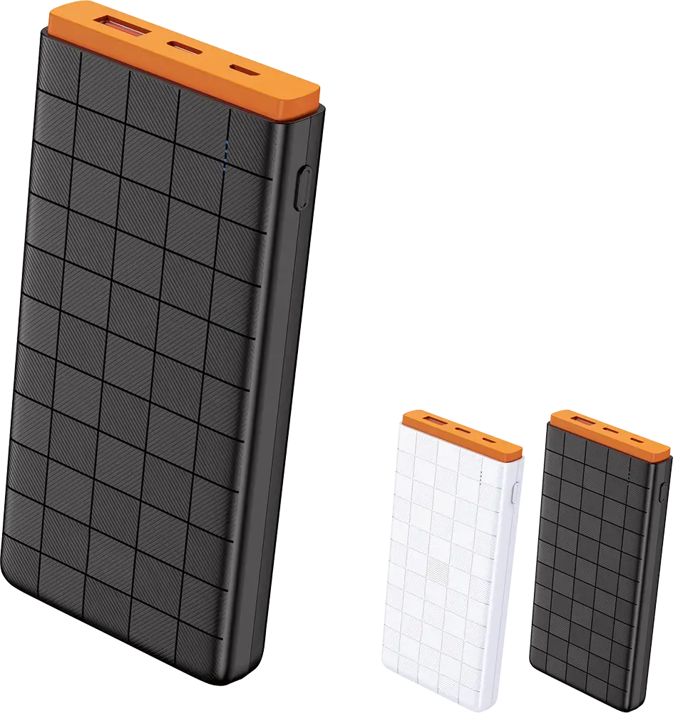 باور بانك رينو 10000 مللي أمبير، 20 واط، شحن سريع، USB، Type-C، أسود-ابيض