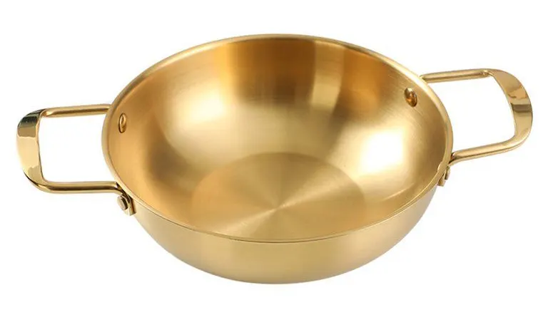 طاسة تحمير مدورة بمقابض من الأستانلس،مقاس 26 ، ذهبي