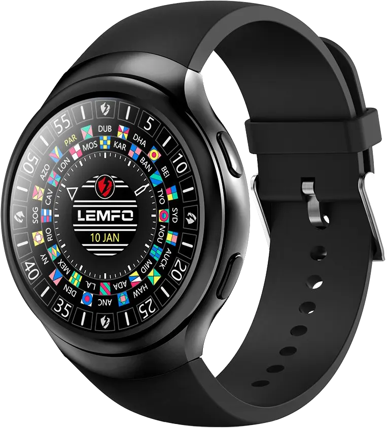 ساعة ليمفو LES2 الذكية، شاشة أوليد 1.39 بوصة تعمل باللمس، بطارية 450 مللي أمبير، بلوتوث، شبكة الجيل الثالث، أسود