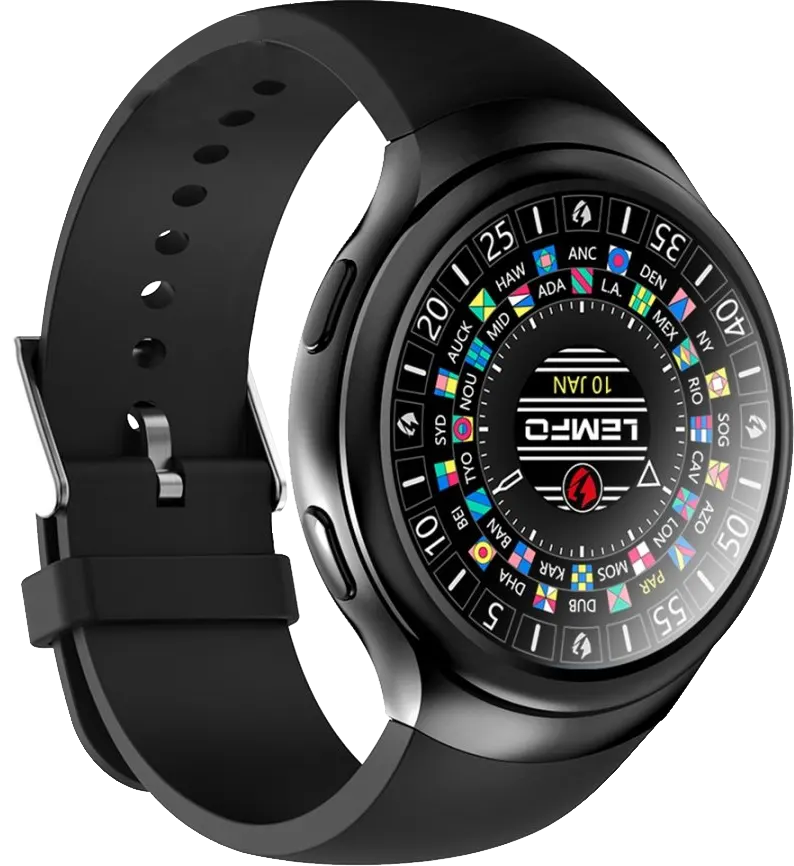 LEMFO LES2 Smart Watch, OLED 1.39 Inch Touch Screen , 450 mAh Battery, Bluetooth, 3G Network, Black