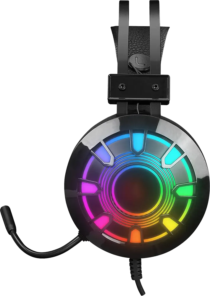 سماعة رأس سلكية للألعاب USB من فوريف، إضاءة RGB ، ميكروفون مدمج، أسود، FV-M6