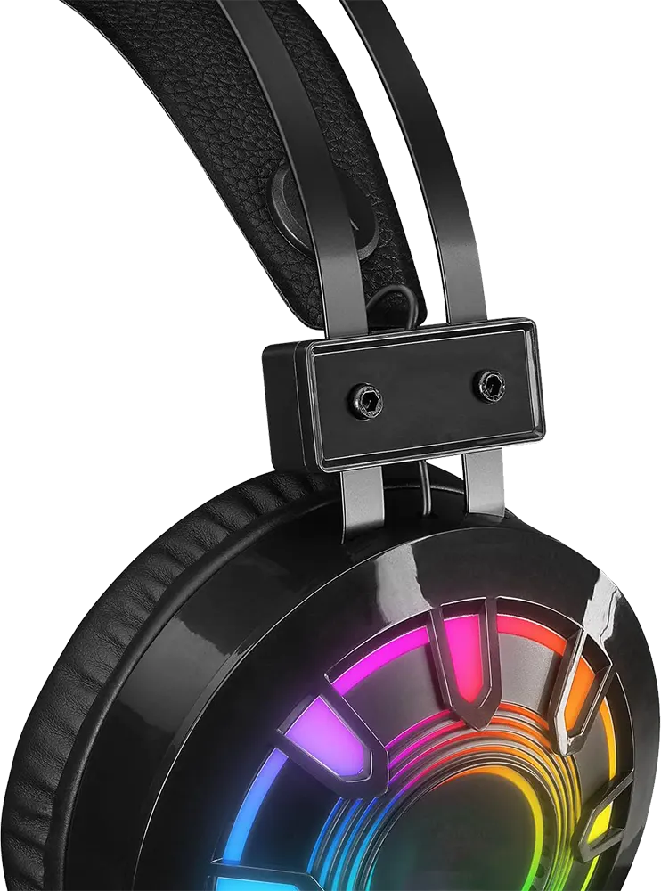 سماعة رأس سلكية للألعاب USB من فوريف، إضاءة RGB ، ميكروفون مدمج، أسود، FV-M6