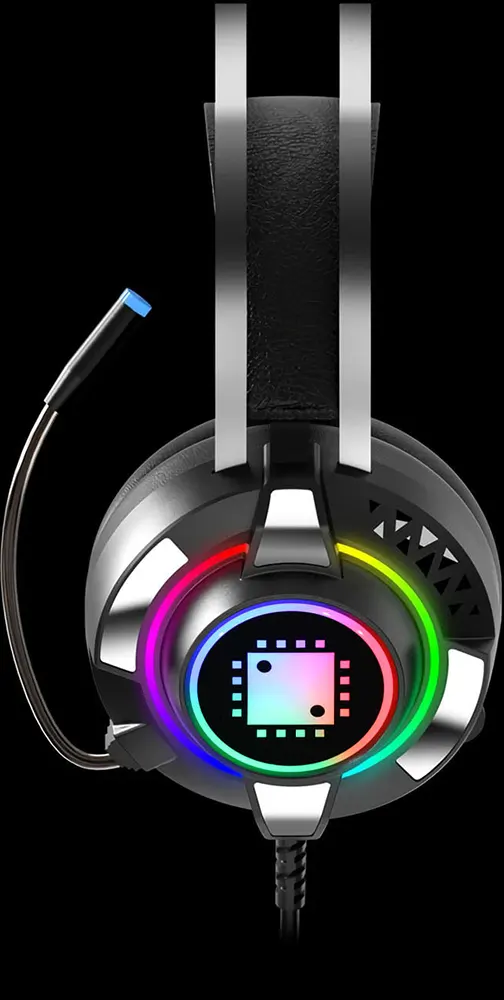 FOREV Wired USB Gaming Headset, RGB Light, Built In- Microphone, Black, FV-M9
