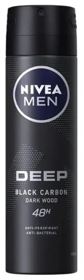 Nivea Men Deep Black Carbon Deodorant Spray, 150 ml