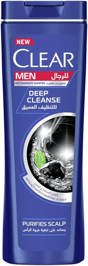 Clear shampoo for men, deep cleansing, with charcoal and mint, 180 ml