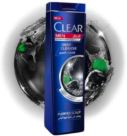 Clear shampoo for men, deep cleansing, with charcoal and mint, 180 ml