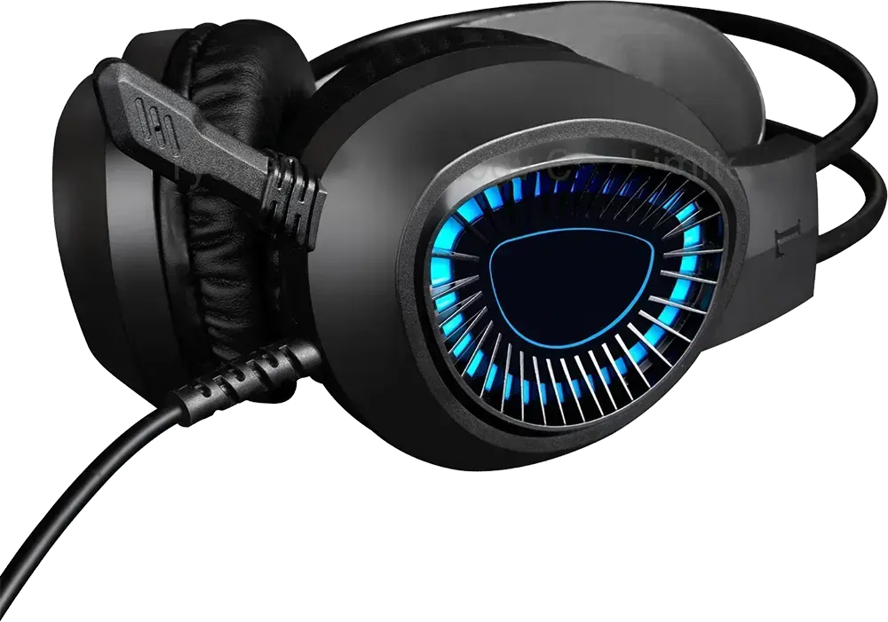 FOREV Wired USB Gaming Headset, LED Light, Built In- Microphone, Black, FV-M18