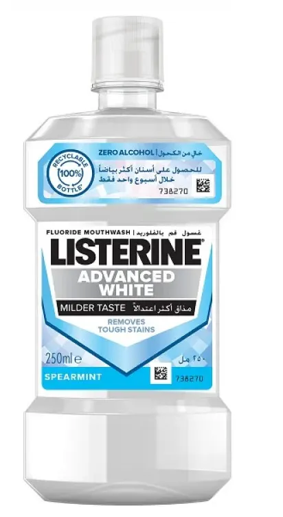 Listerine Advanced White Mouthwash for Whiter Teeth, 250ml.