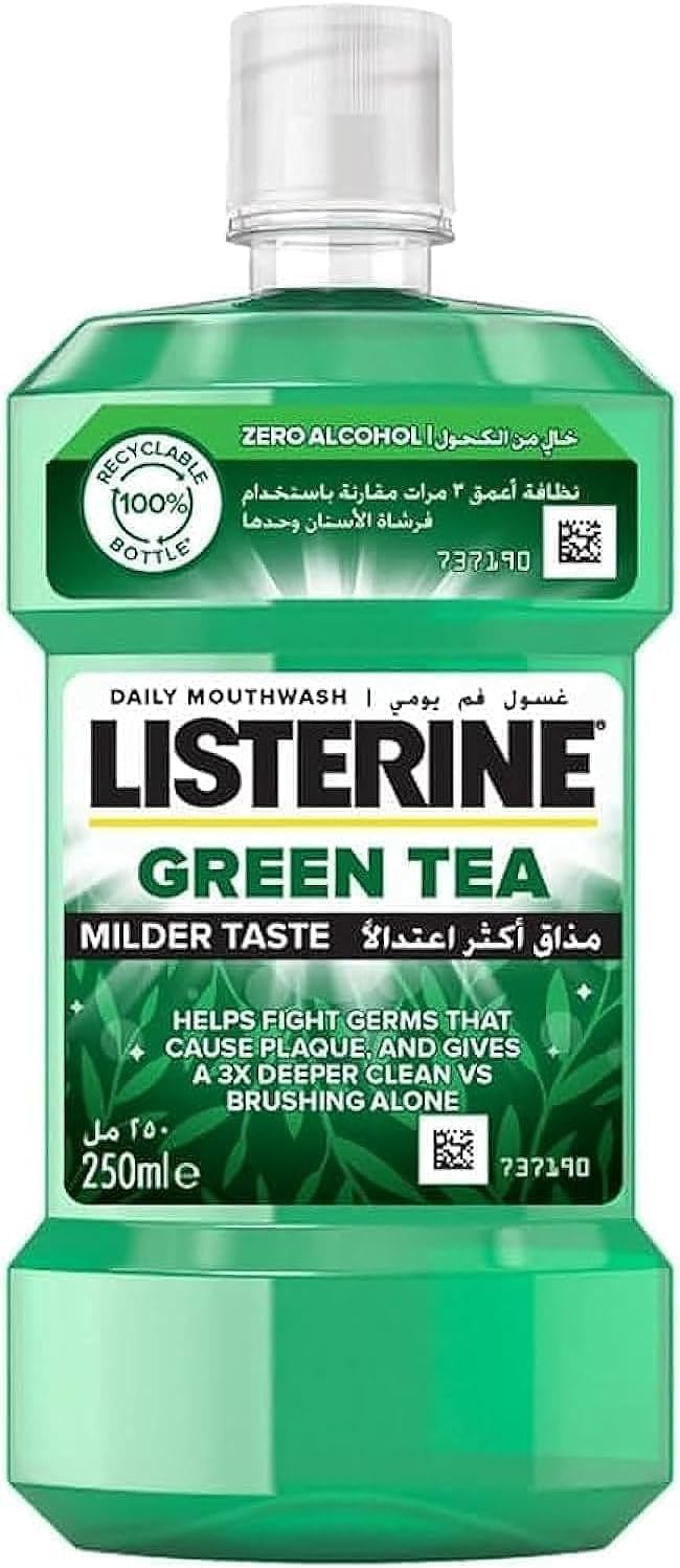 غسول الفم ليسترين ، غسول فم بالشاي الاخضر ، 250 مل .